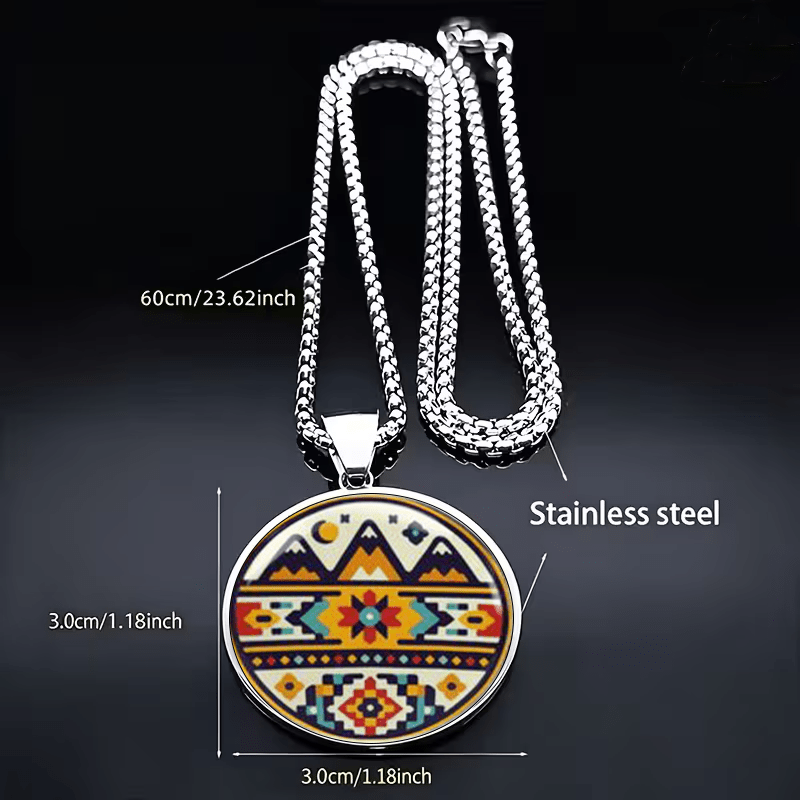 Ethnic Style Landscape Pattern Stainless Steel Necklace